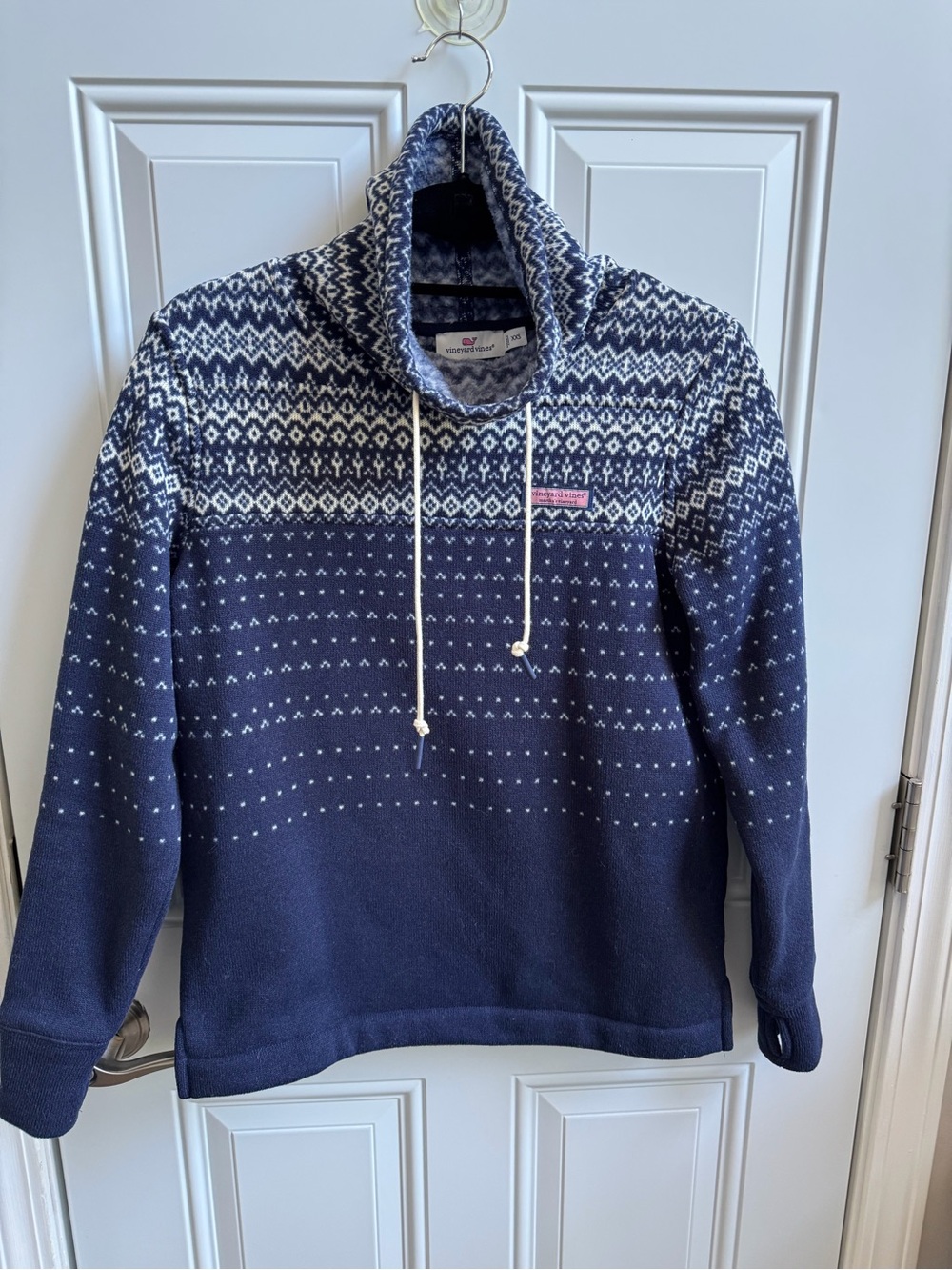 Vineyard Vines Navy and White Fair Isle Turtleneck Sweater